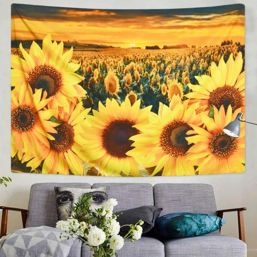 Wall Backdrop for Videos or Photos Photography yellow Sunflower Sunet Sunrise